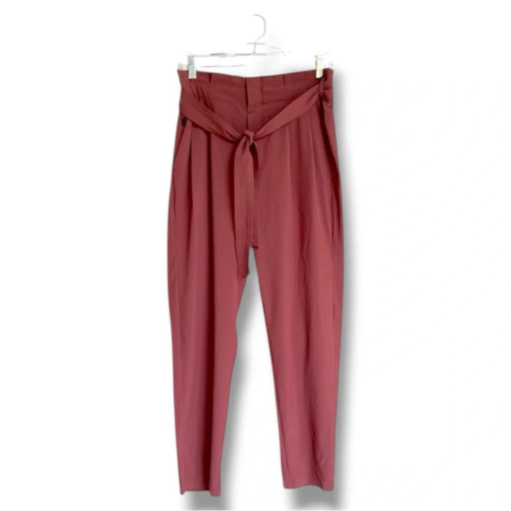 Athleta Skyline ll Paper Bag Waist Pants Cognac Brown Size 6 - Picture 2 of 16
